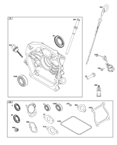 Crankcase Cover/Sump And Lubrication Group Diagram and Parts List for 12V332-0127-F1 100000 - 19Z999 Briggs and Stratton Engine